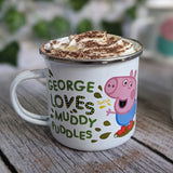 Peppa Pig Enamel Mug - George Loves Muddy Puddles Design