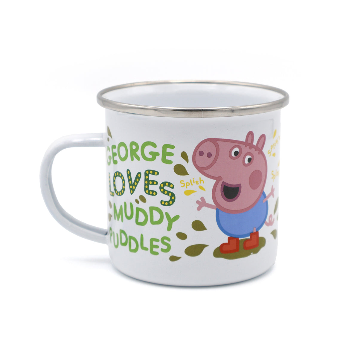 Peppa Pig Enamel Mug - George Loves Muddy Puddles Design
