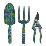 Orange Grove Fork, Trowel and Secateurs Garden Tool Set - William Morris Larkspur Design