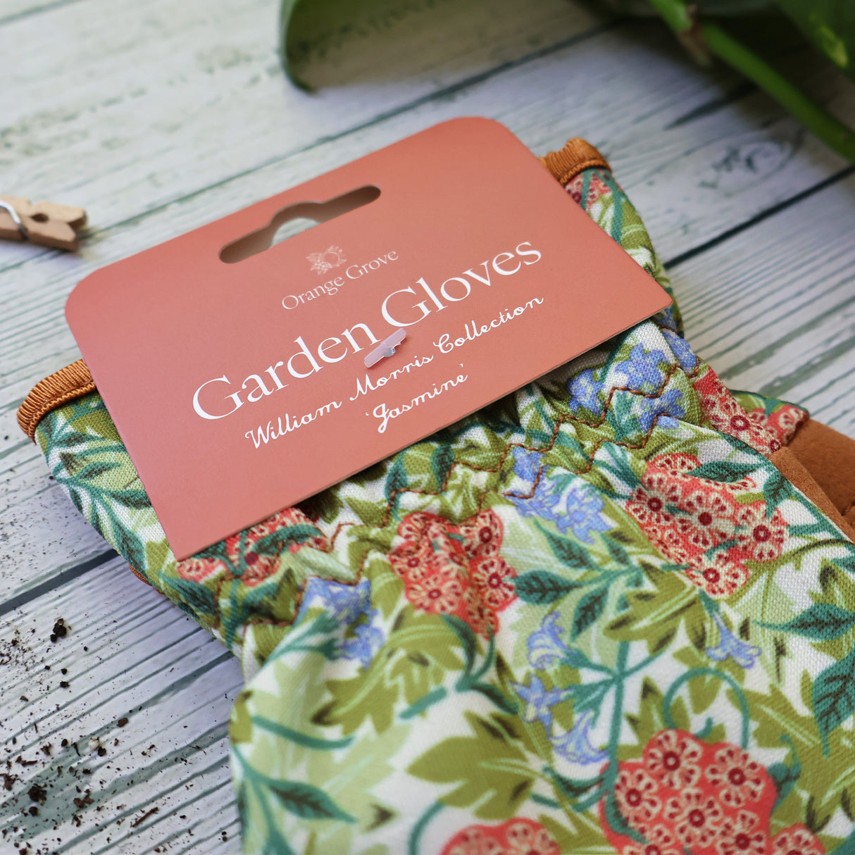 Orange Grove Outdoor Gardening Gloves - Women's One Size - William Morris Design - Padded With Elastic Cuffs