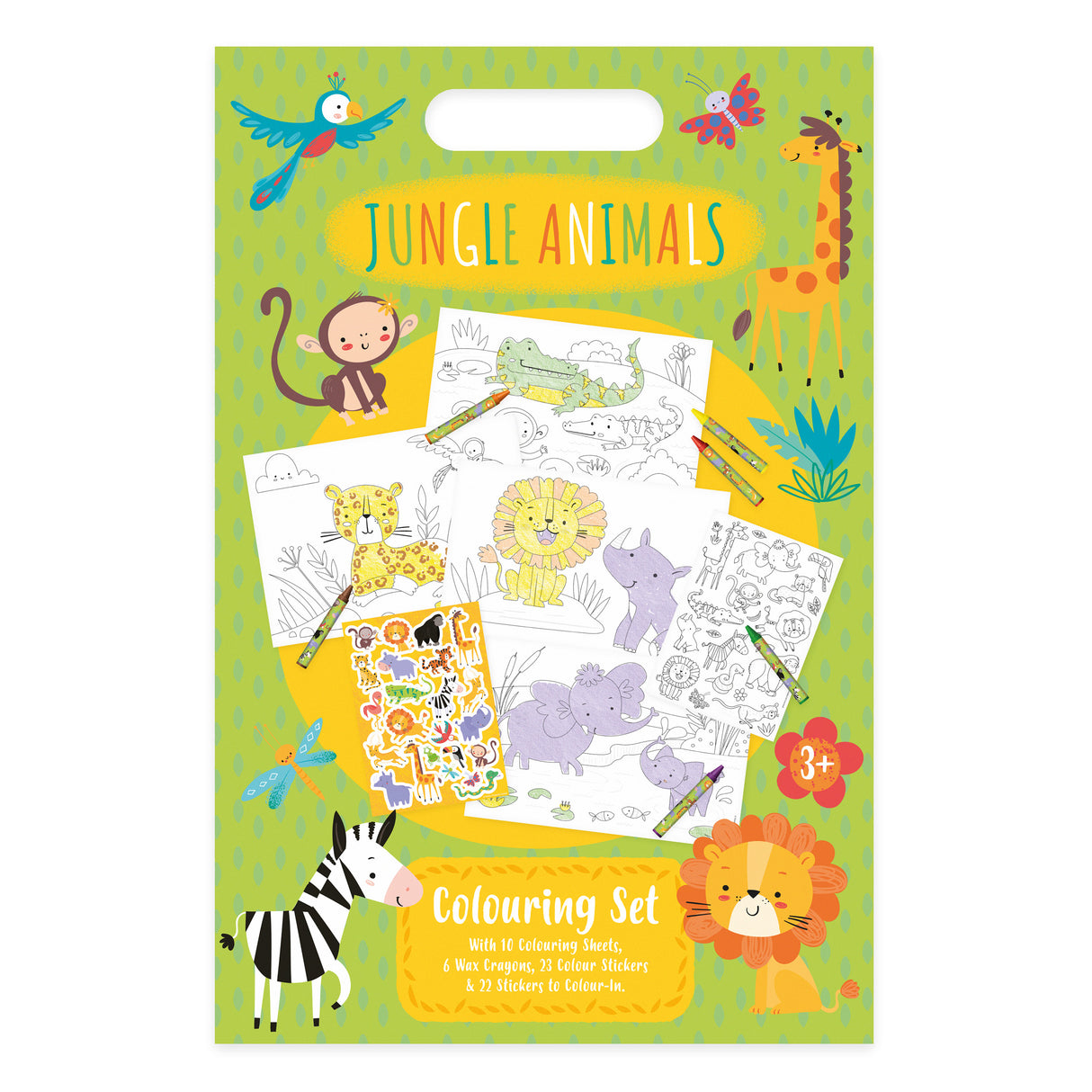 Jungle Animals Children's Colouring Set With Crayons & Stickers