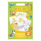 Jungle Animals Children's Colouring Set With Crayons & Stickers