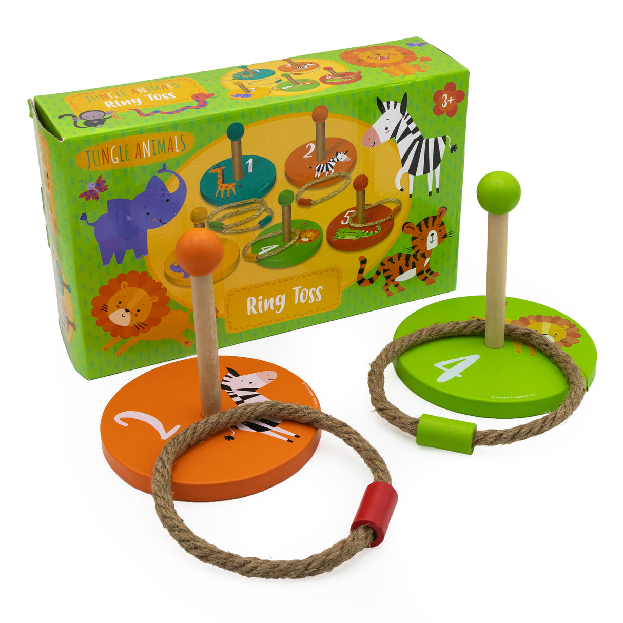 Jungle Animals Children's Wooden Ring Toss Set - Fun For All The Family