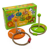 Jungle Animals Children's Wooden Ring Toss Set - Fun For All The Family