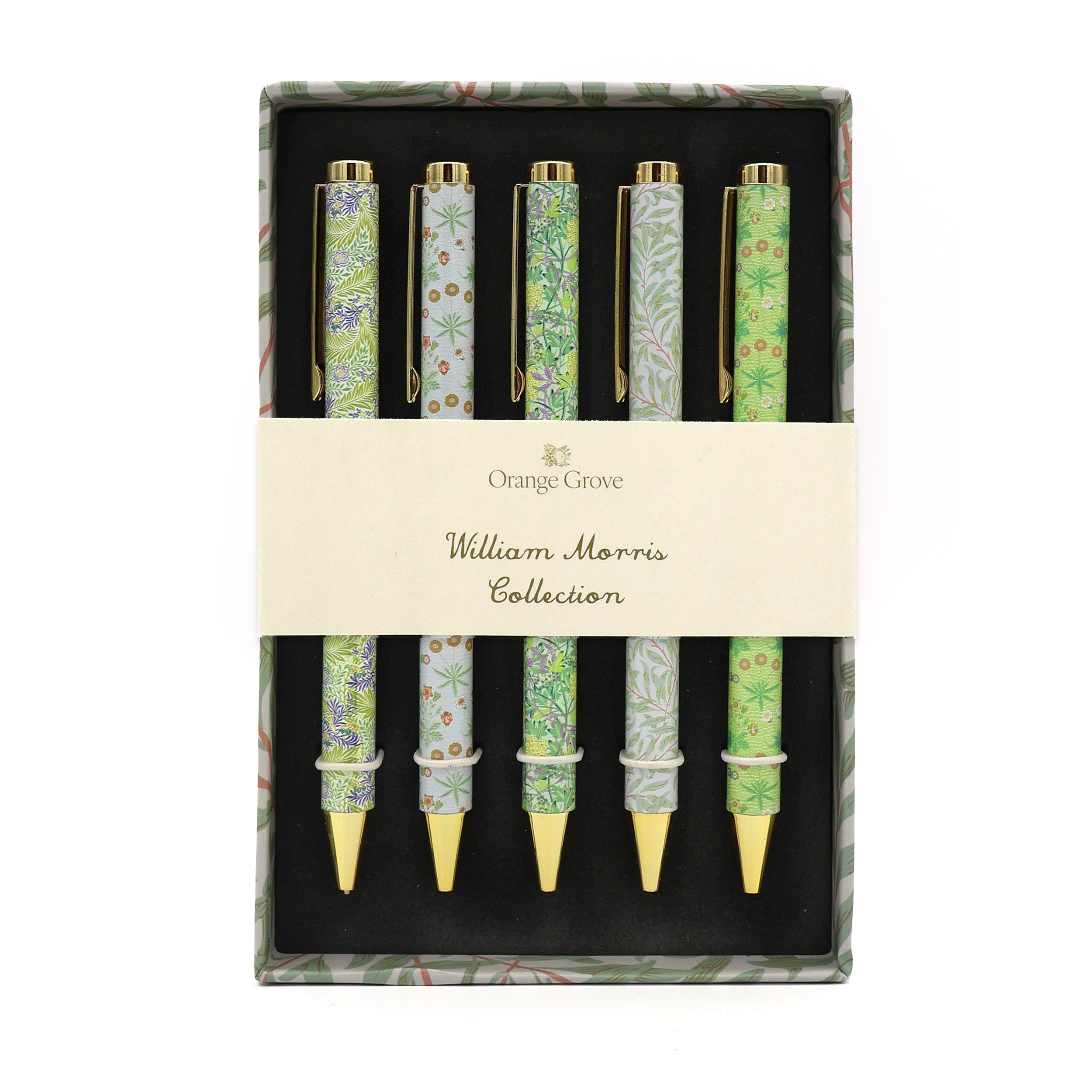 文房具・ステーショナリー Micro5,coinbox refill,v3 Orange Grove William Morris Ballpoint Pens in Gift Box – Set of 5