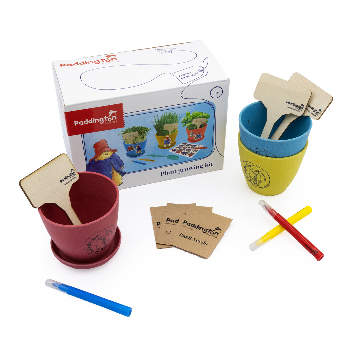 Paddington Children’s Plant Growing Kit – Grow Basil, Chives & Cress – Kids Gardening Activity Gift Set