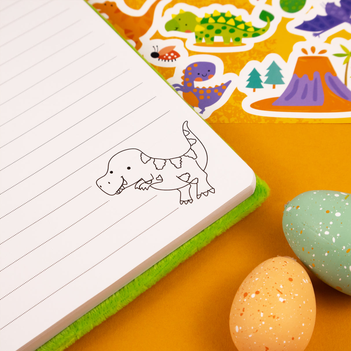 Dinosaur Plush Notebook – Soft Cover Kids Journal – Fun Dino Stationery Gift