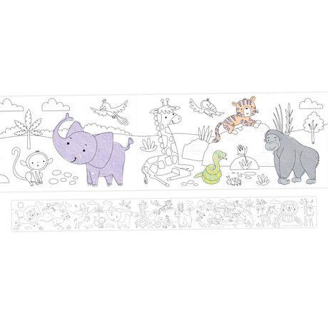Colour Your Own 3m Jungle Animals Poster – Monkeys, Tigers, Parrots & Elephants