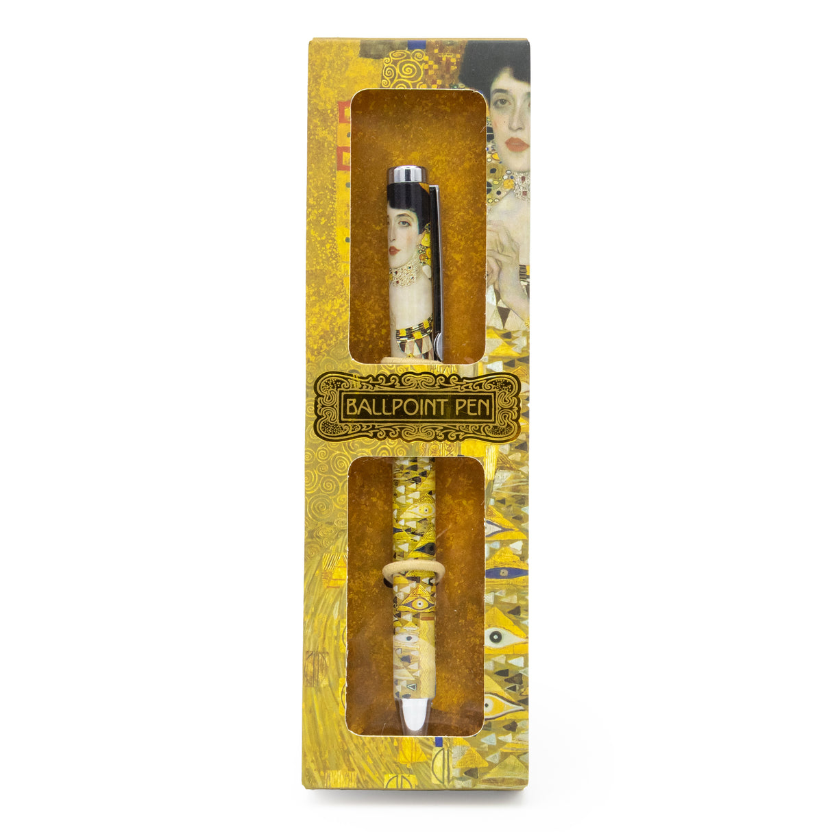 Gustav Klimt Fine Art Ballpoint Pen – Black Ink Pen with Twist Mechanism in Gift Box – Elegant Stationery Gift