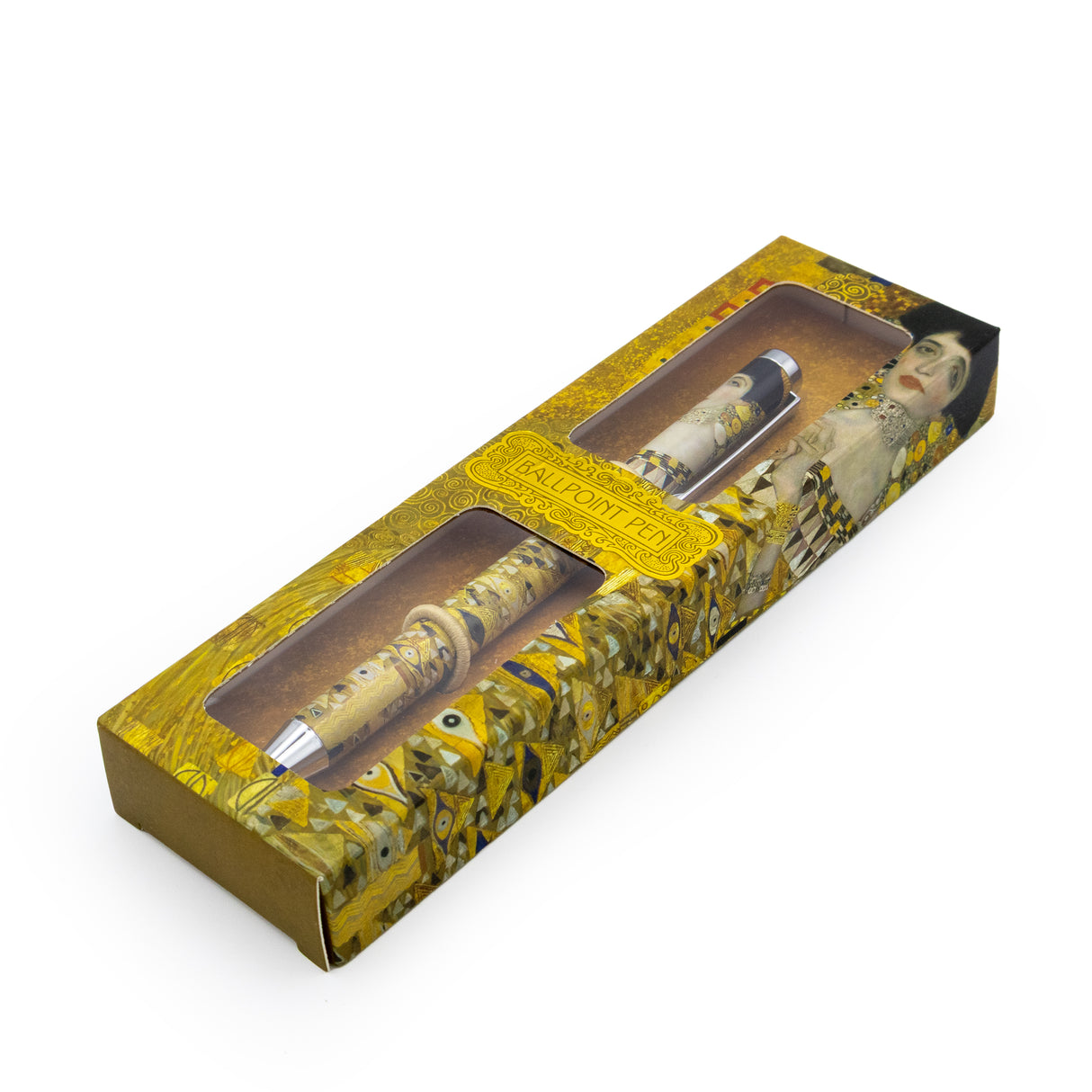 Gustav Klimt Fine Art Ballpoint Pen – Black Ink Pen with Twist Mechanism in Gift Box – Elegant Stationery Gift