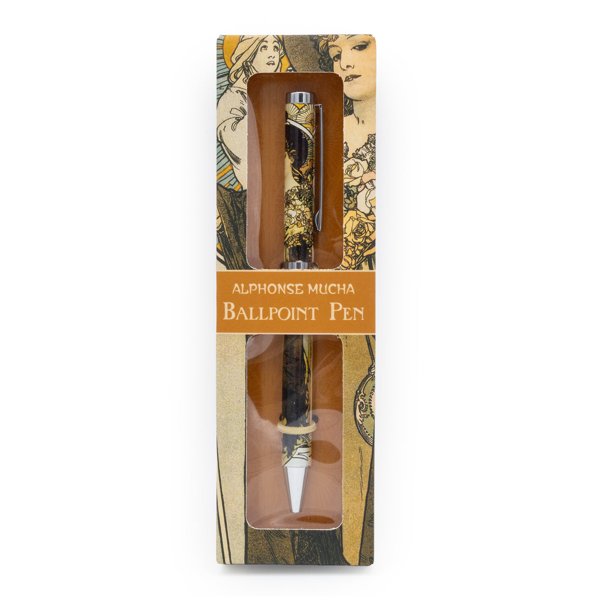 Alphonse Mucha Fine Art Ballpoint Pen – Black Ink Twist Pen in Gift Box – Elegant Stationery Gift