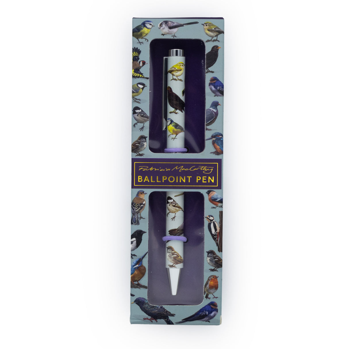 Birds Design Ballpoint Pen in Gift Box – Black Ink Twist Nib Pen – Beautiful Wildlife Bird Pattern Stationery Gift