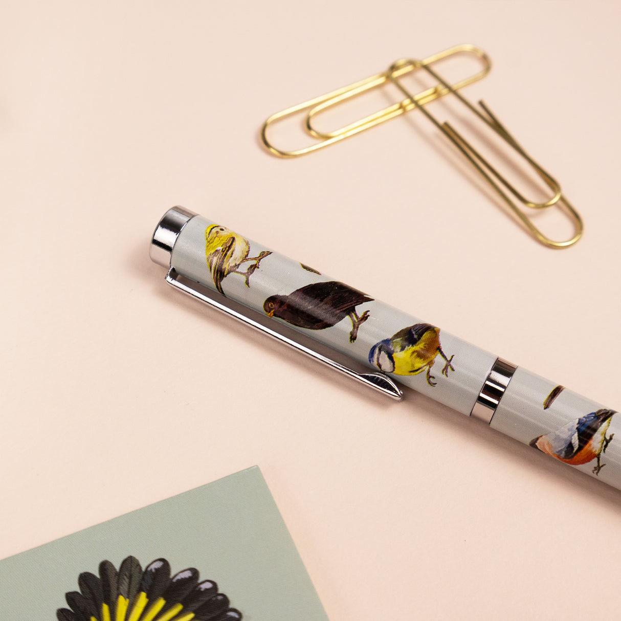 Birds Design Ballpoint Pen in Gift Box – Black Ink Twist Nib Pen – Beautiful Wildlife Bird Pattern Stationery Gift