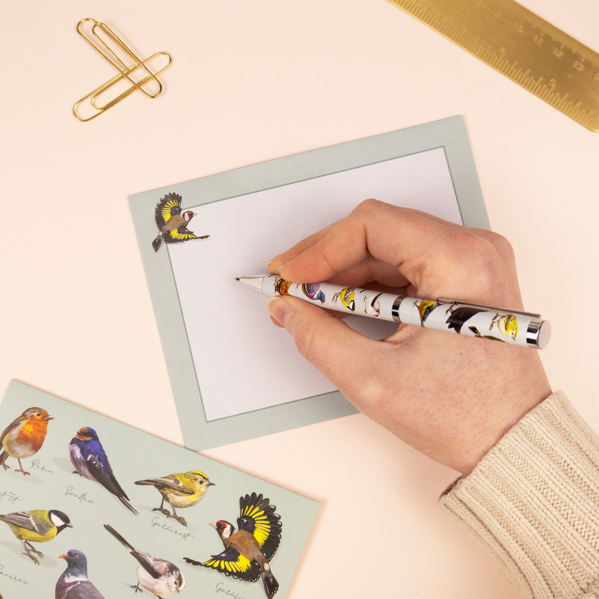 Birds Design Ballpoint Pen in Gift Box – Black Ink Twist Nib Pen – Beautiful Wildlife Bird Pattern Stationery Gift