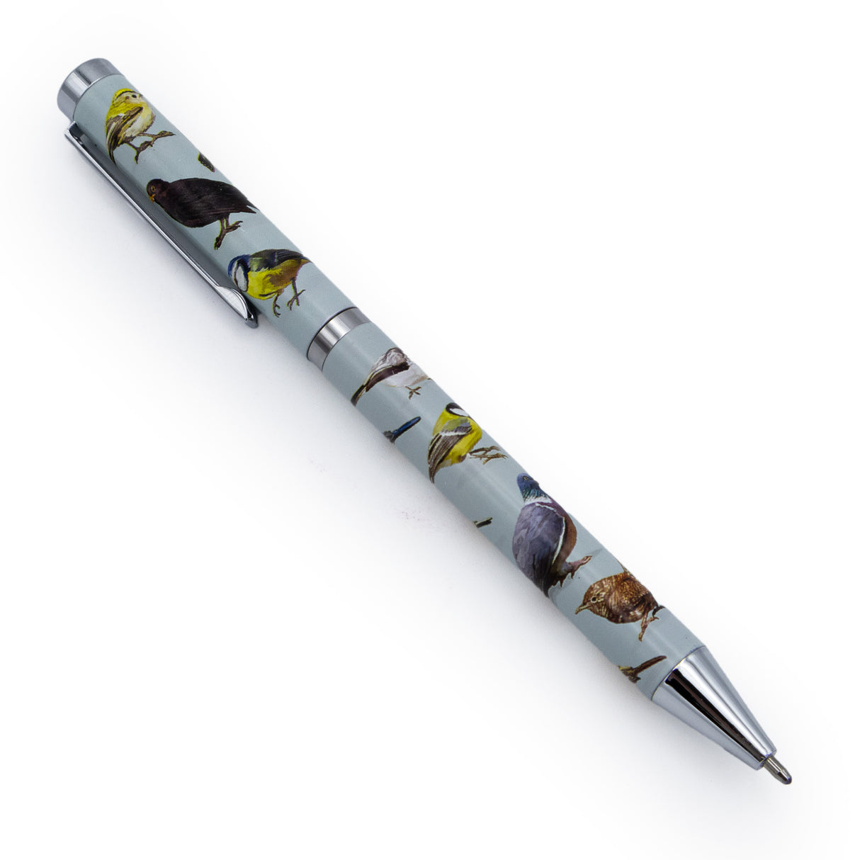 Birds Design Ballpoint Pen in Gift Box – Black Ink Twist Nib Pen – Beautiful Wildlife Bird Pattern Stationery Gift