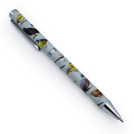 Birds Design Ballpoint Pen in Gift Box – Black Ink Twist Nib Pen – Beautiful Wildlife Bird Pattern Stationery Gift