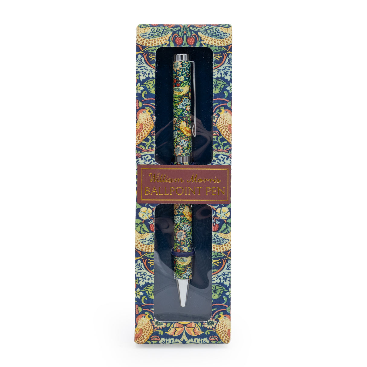 William Morris Strawberry Thief Ballpoint Pen in Gift Box – Twist Action – Black Ink - Elegant Stationery Gift