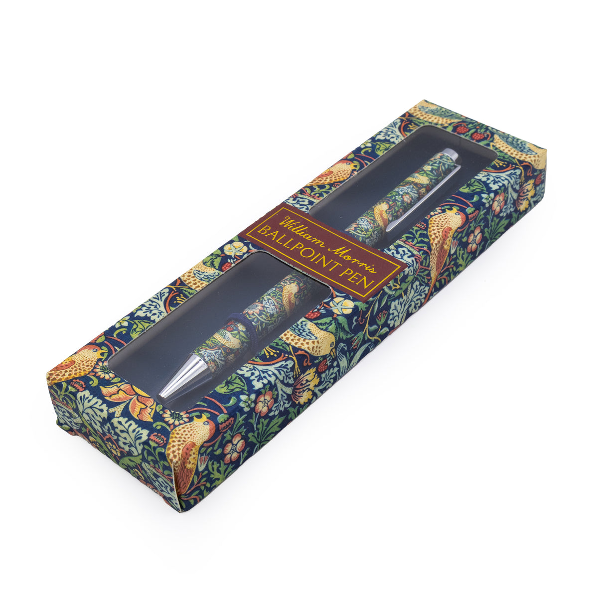 William Morris Strawberry Thief Ballpoint Pen in Gift Box – Twist Action – Black Ink - Elegant Stationery Gift