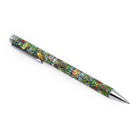 William Morris Strawberry Thief Ballpoint Pen in Gift Box – Twist Action – Black Ink - Elegant Stationery Gift
