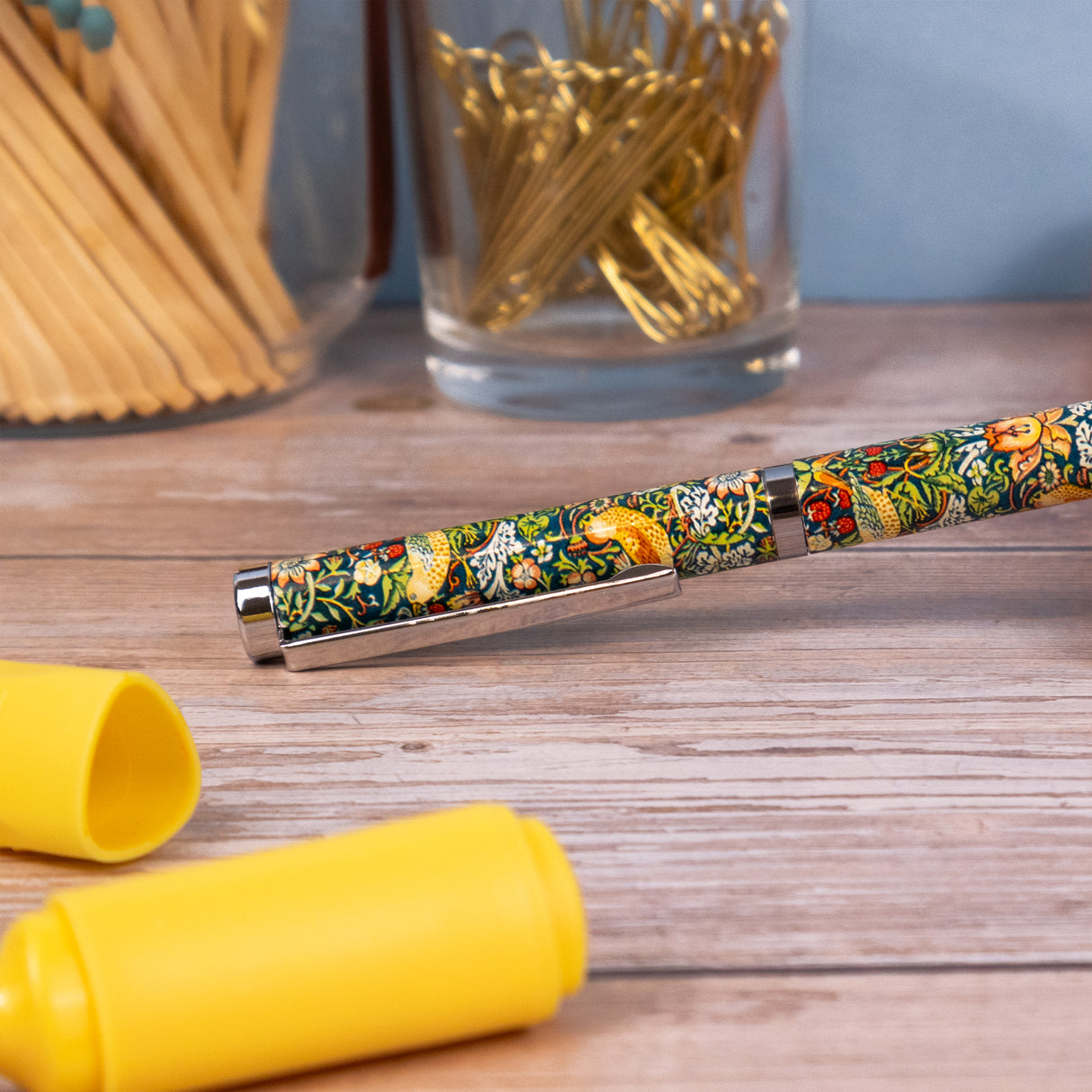 William Morris Strawberry Thief Ballpoint Pen in Gift Box – Twist Action – Black Ink - Elegant Stationery Gift