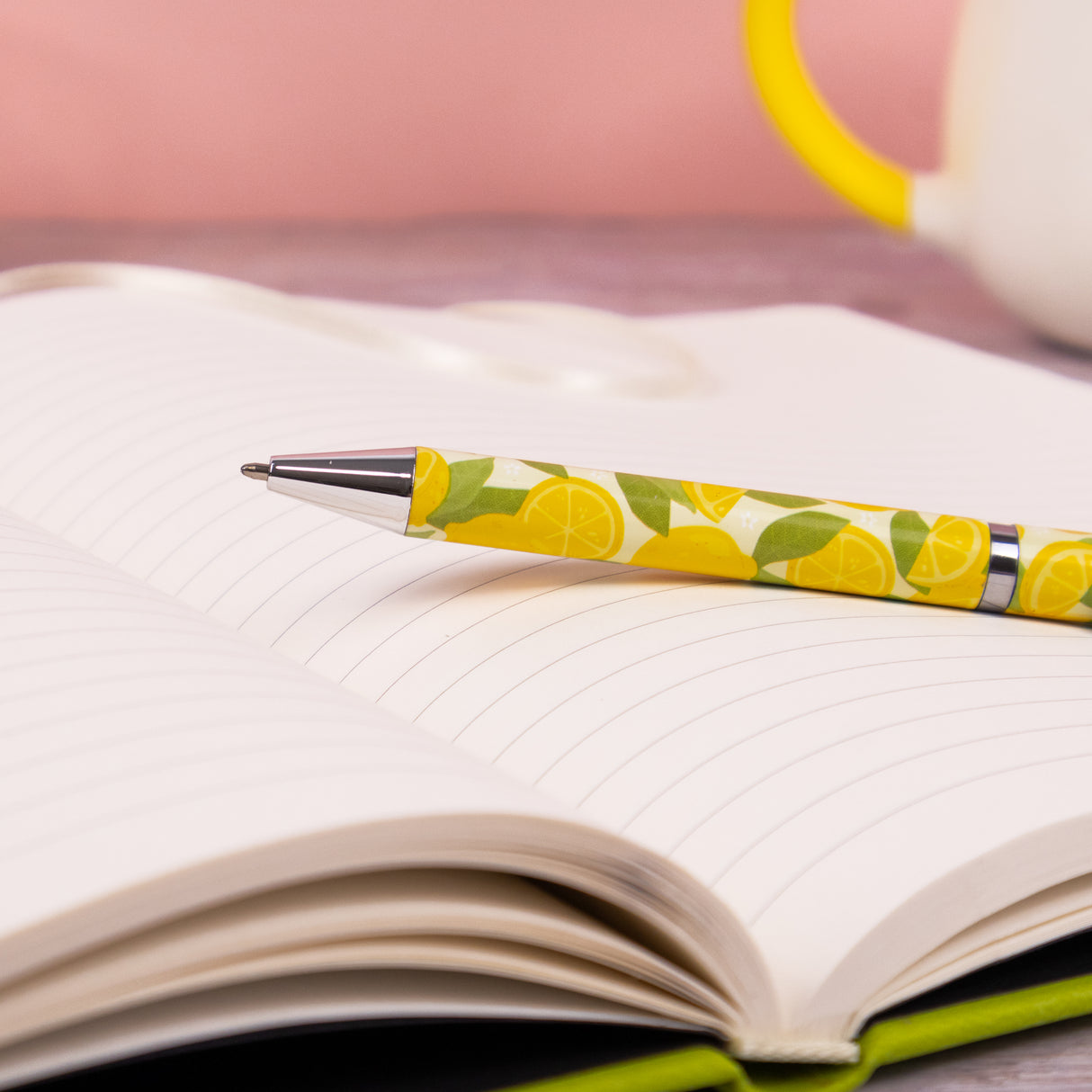 Lemons Ballpoint Pen in Gift Box – Twist Action – Black Ink – Fruit Design Stationery Gift