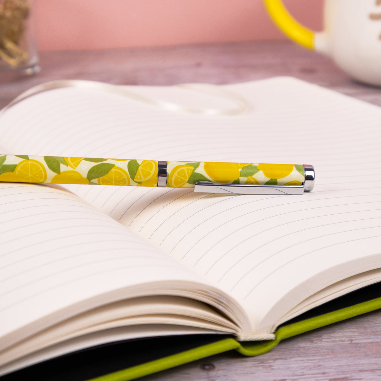 Lemons Ballpoint Pen in Gift Box – Twist Action – Black Ink – Fruit Design Stationery Gift