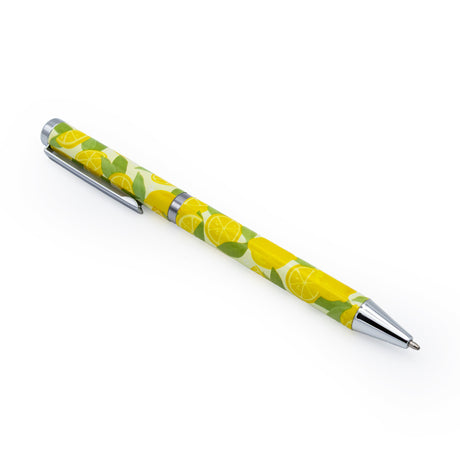Lemons Ballpoint Pen in Gift Box – Twist Action – Black Ink – Fruit Design Stationery Gift