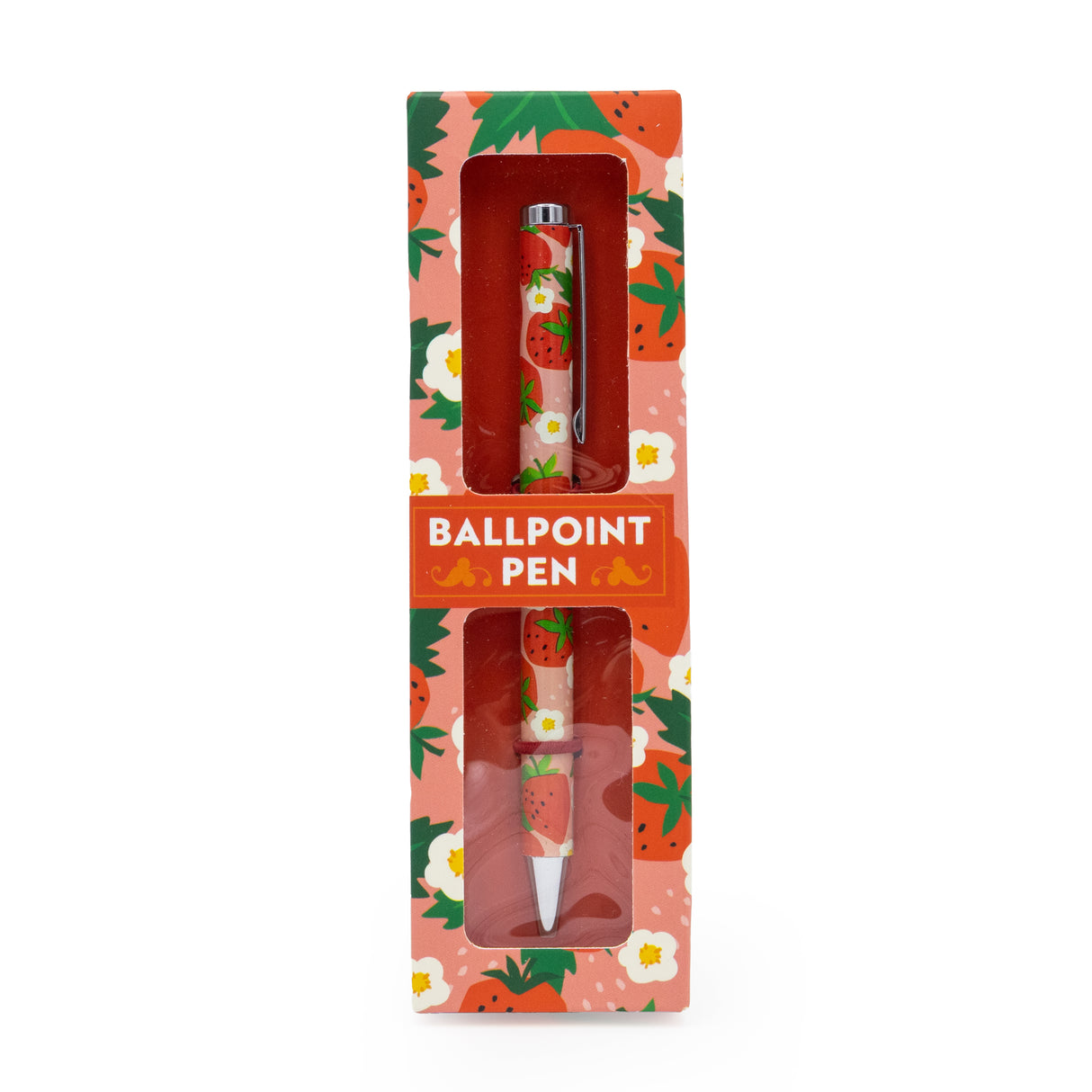 Strawberries Ballpoint Pen in Gift Box – Twist Action – Black Ink – Fruit Design Stationery Gift