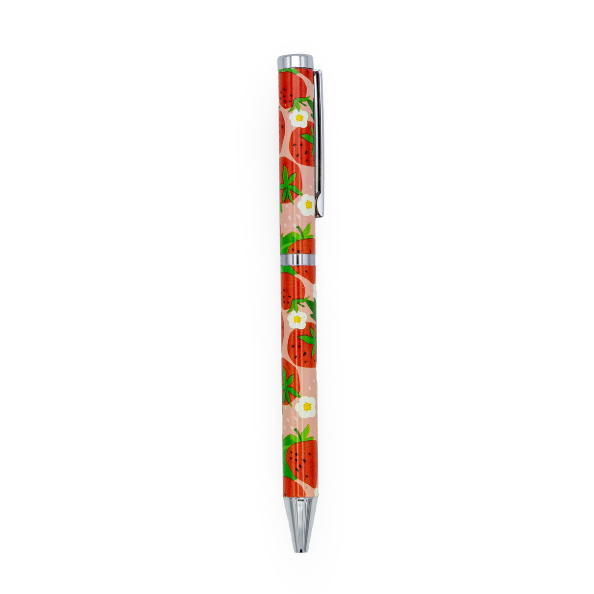 Strawberries Ballpoint Pen in Gift Box – Twist Action – Black Ink – Fruit Design Stationery Gift