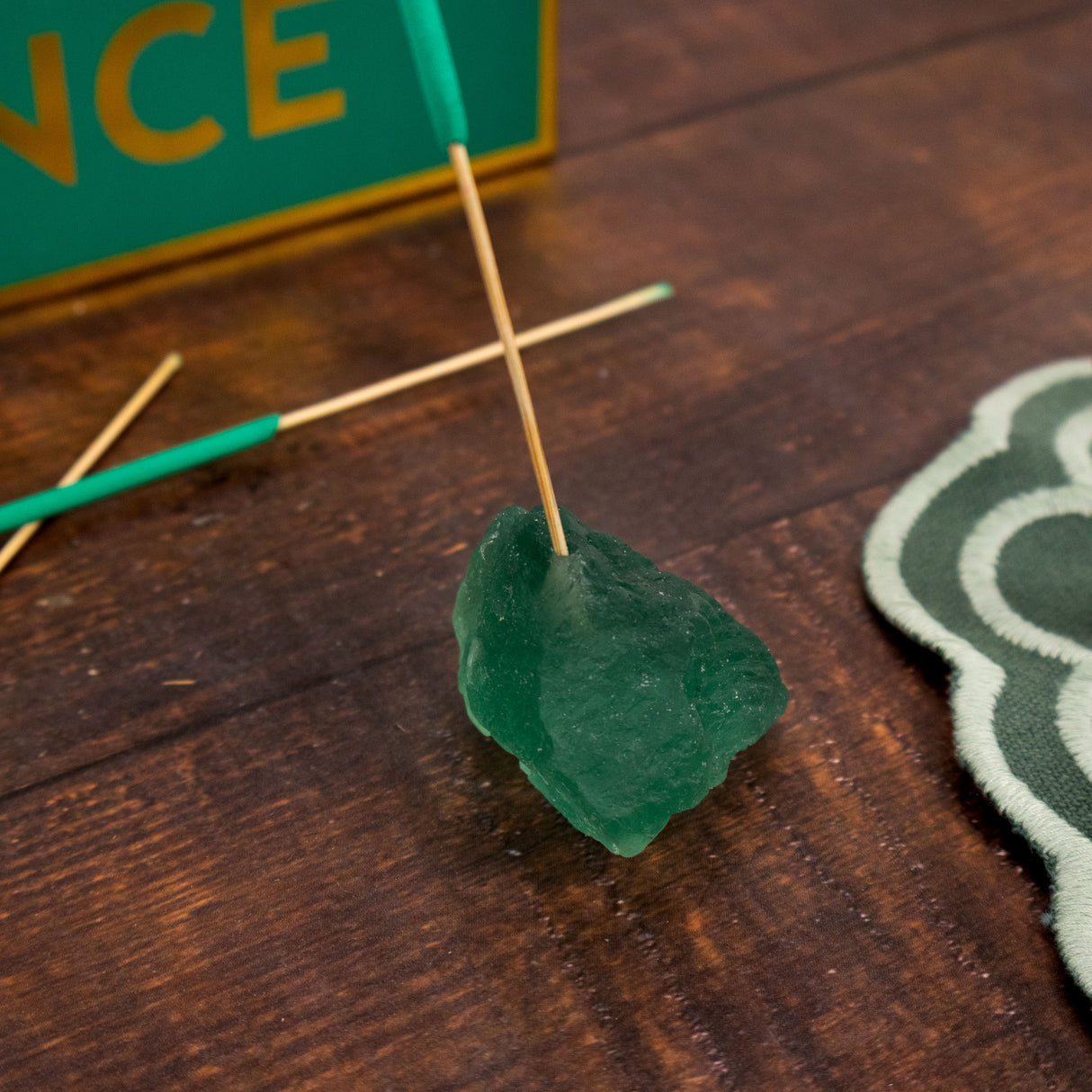 Abundance Incense and Crystal Holder - Sage Scent with Jade Crystal