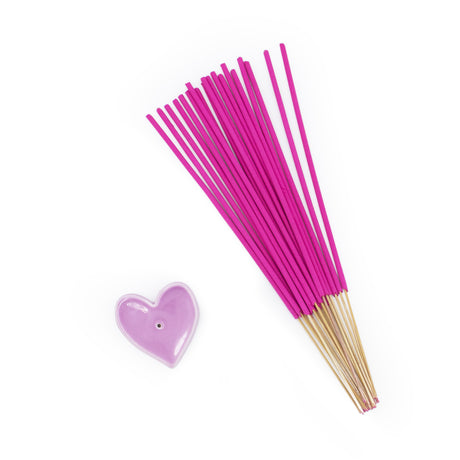 Amore Incense and Ceramic Holder - Fig & Citrus Scent with Pink Heart Ceramic Holder