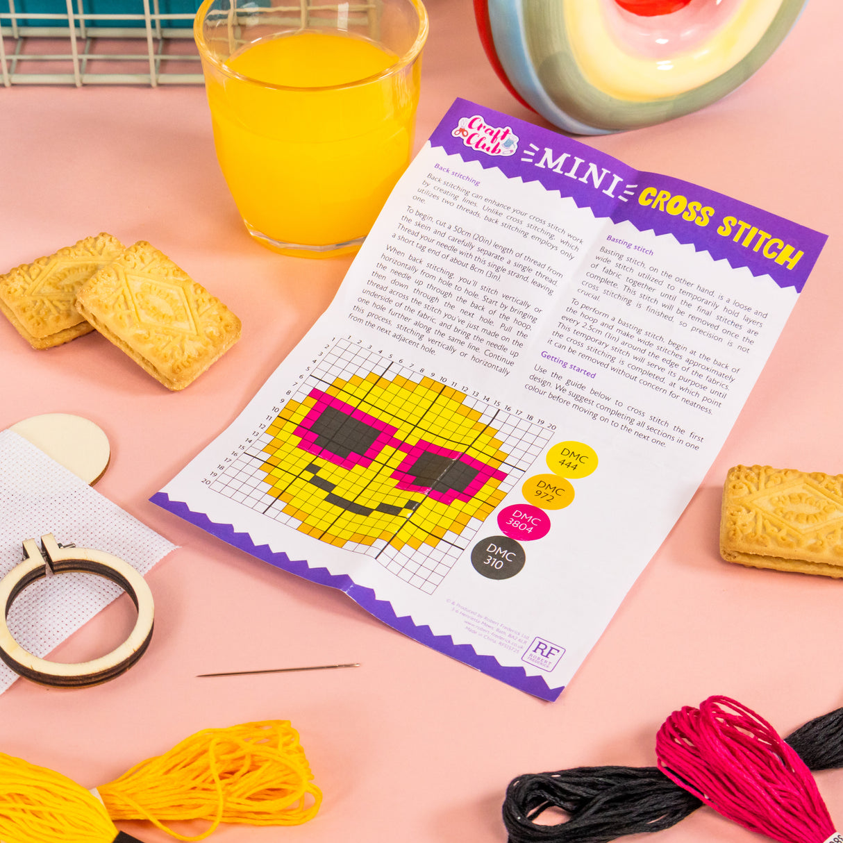 Make Your Own Mini Cross Stitch Kit - Smiley Shades