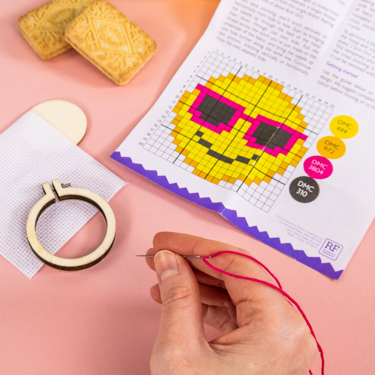Make Your Own Mini Cross Stitch Kit - Smiley Shades