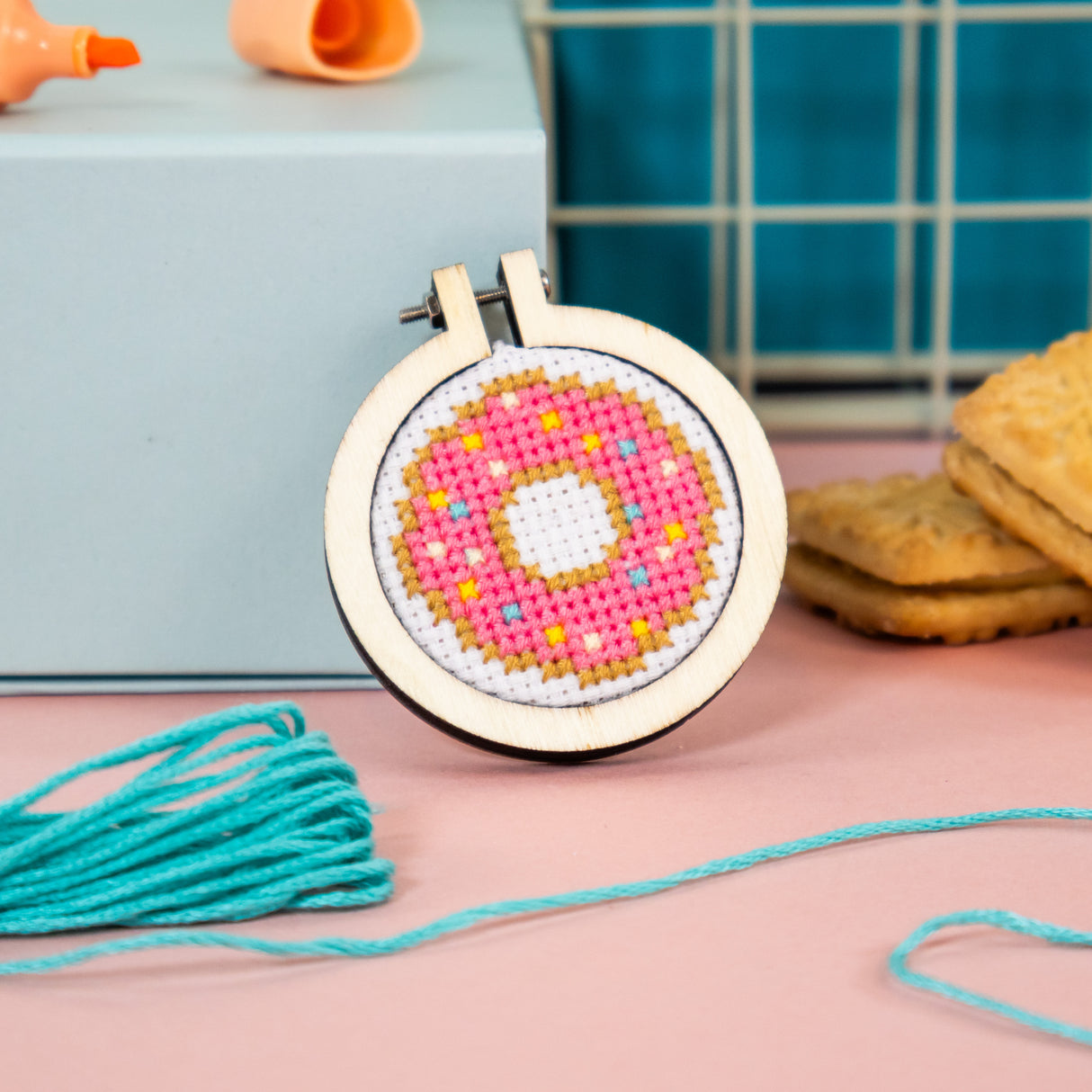 Make Your Own Mini Cross Stitch Kit - Donut