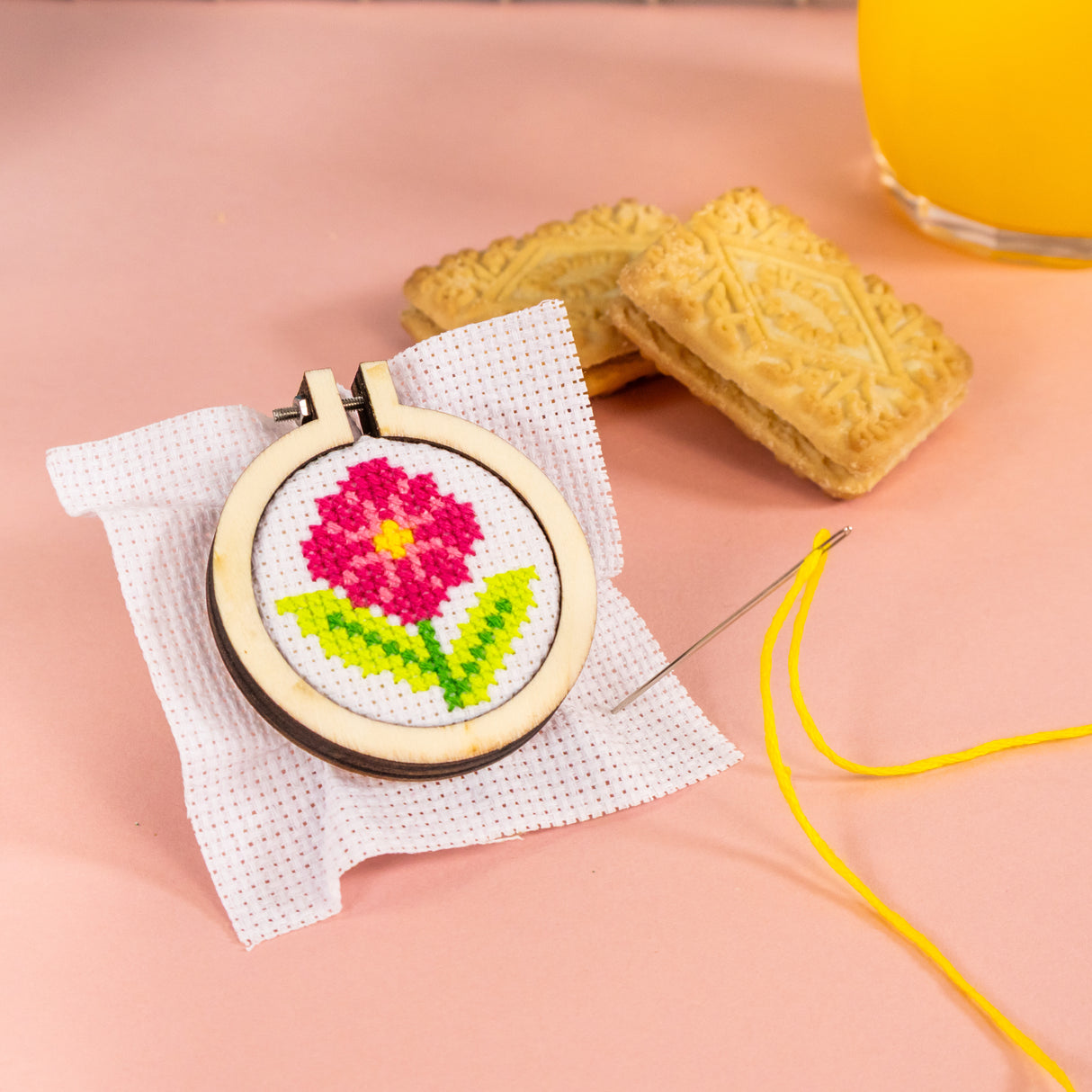 Make Your Own Mini Cross Stitch Kit - Flower