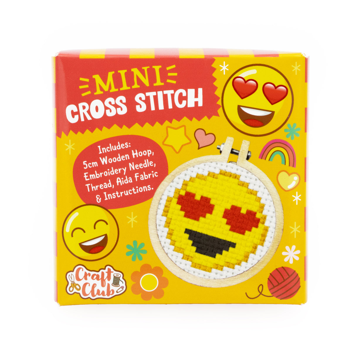 Make Your Own Mini Cross Stitch Kit - Smiley Hearts