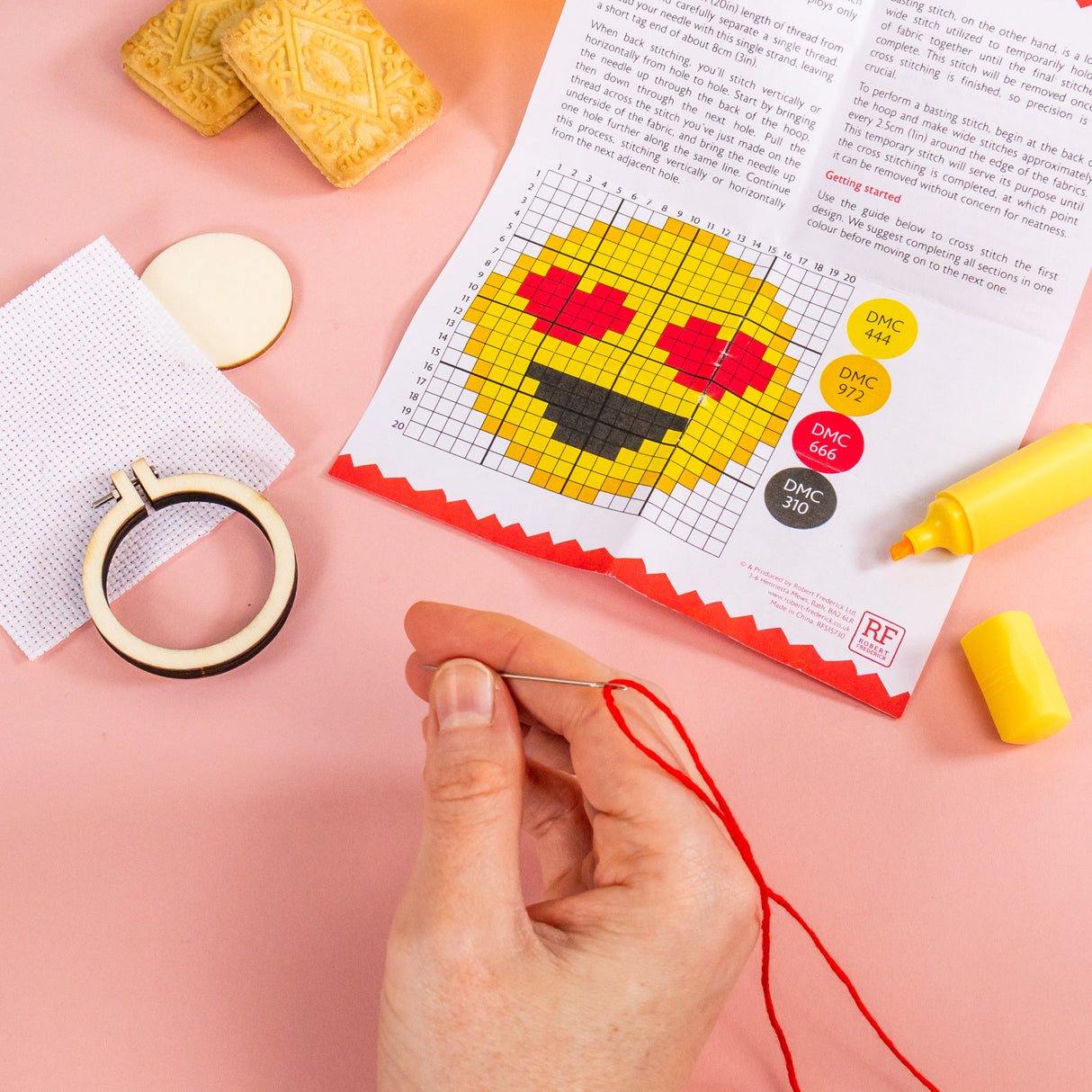 Make Your Own Mini Cross Stitch Kit - Smiley Hearts