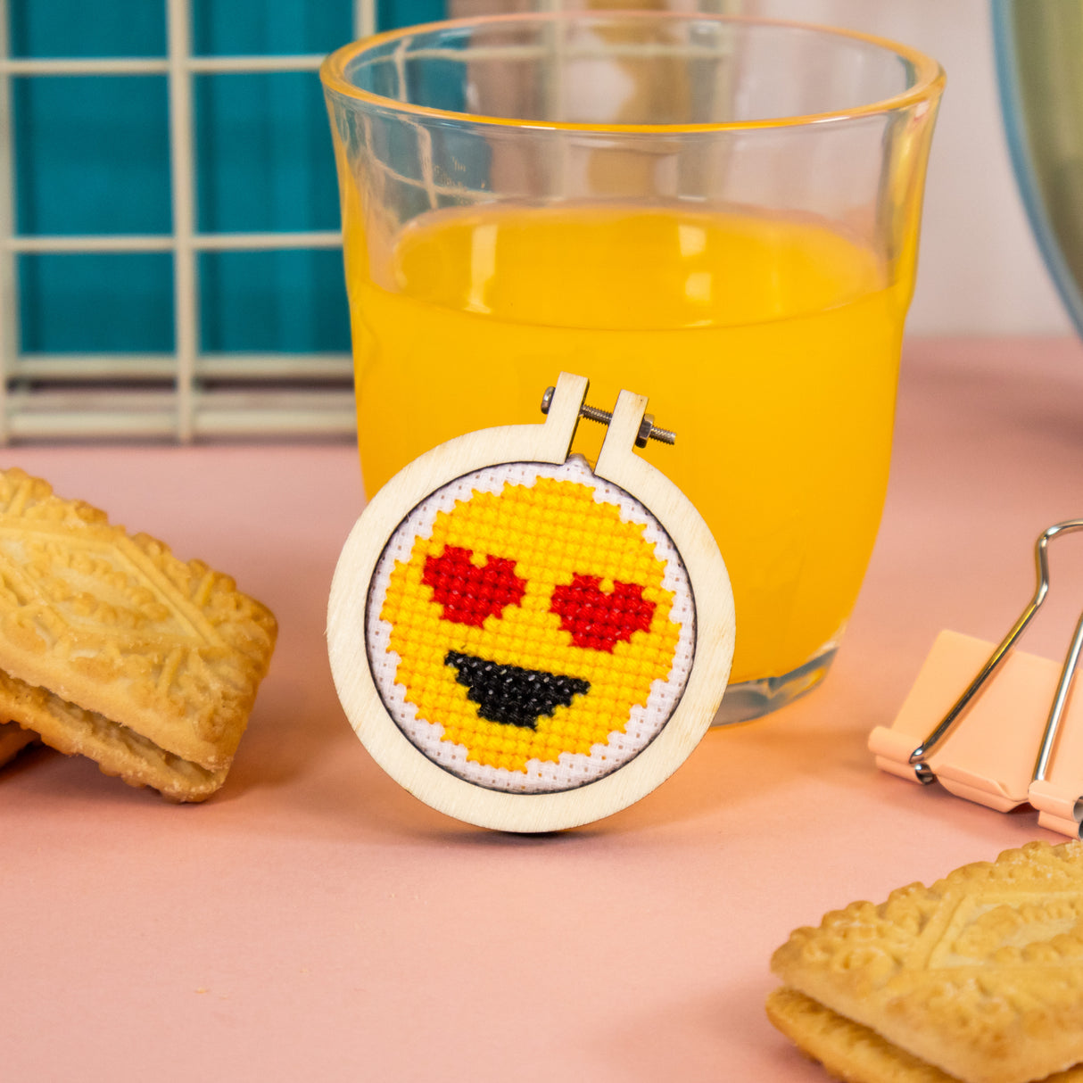 Make Your Own Mini Cross Stitch Kit - Smiley Hearts