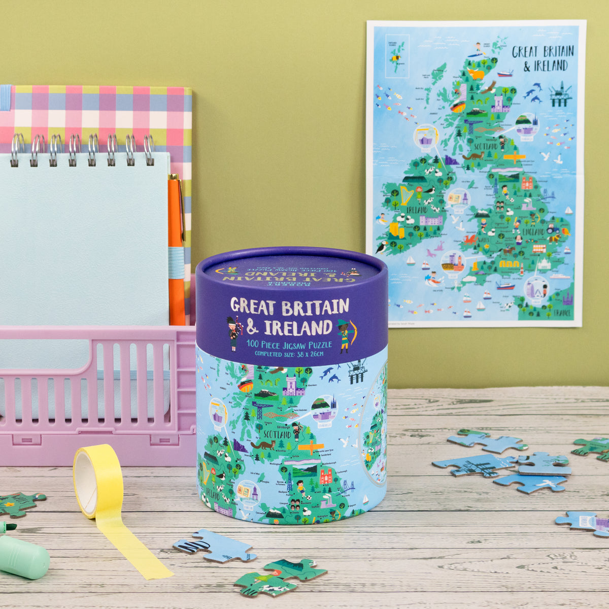 Great Britain & Ireland - 100 Piece Puzzle In Tube