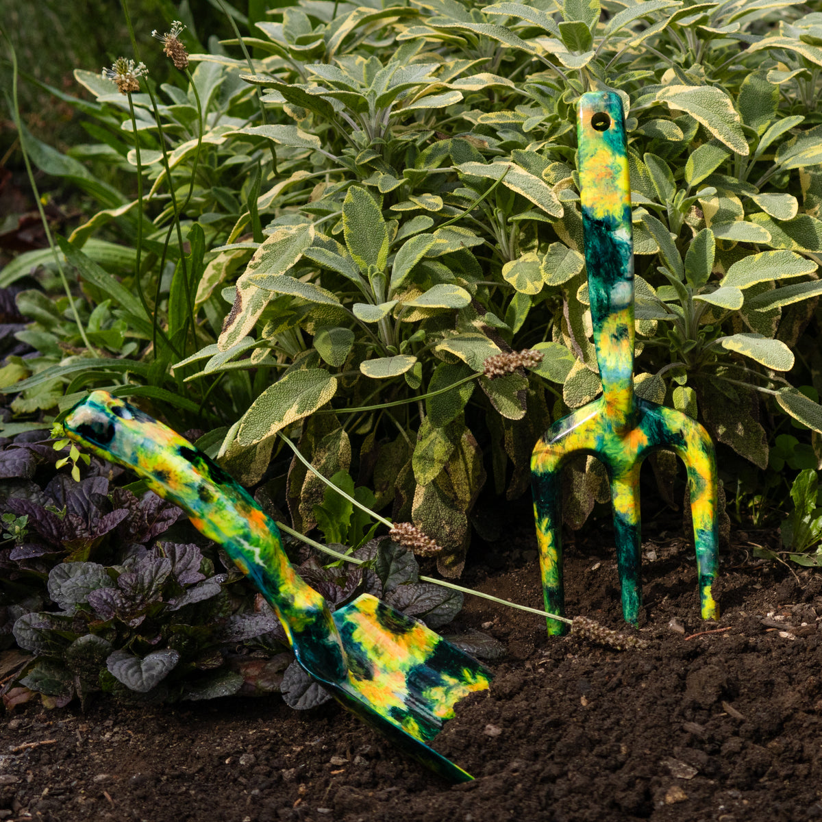 Fork and Trowel Garden Tool Set - Monet's Bouquet of Sunflowers Design