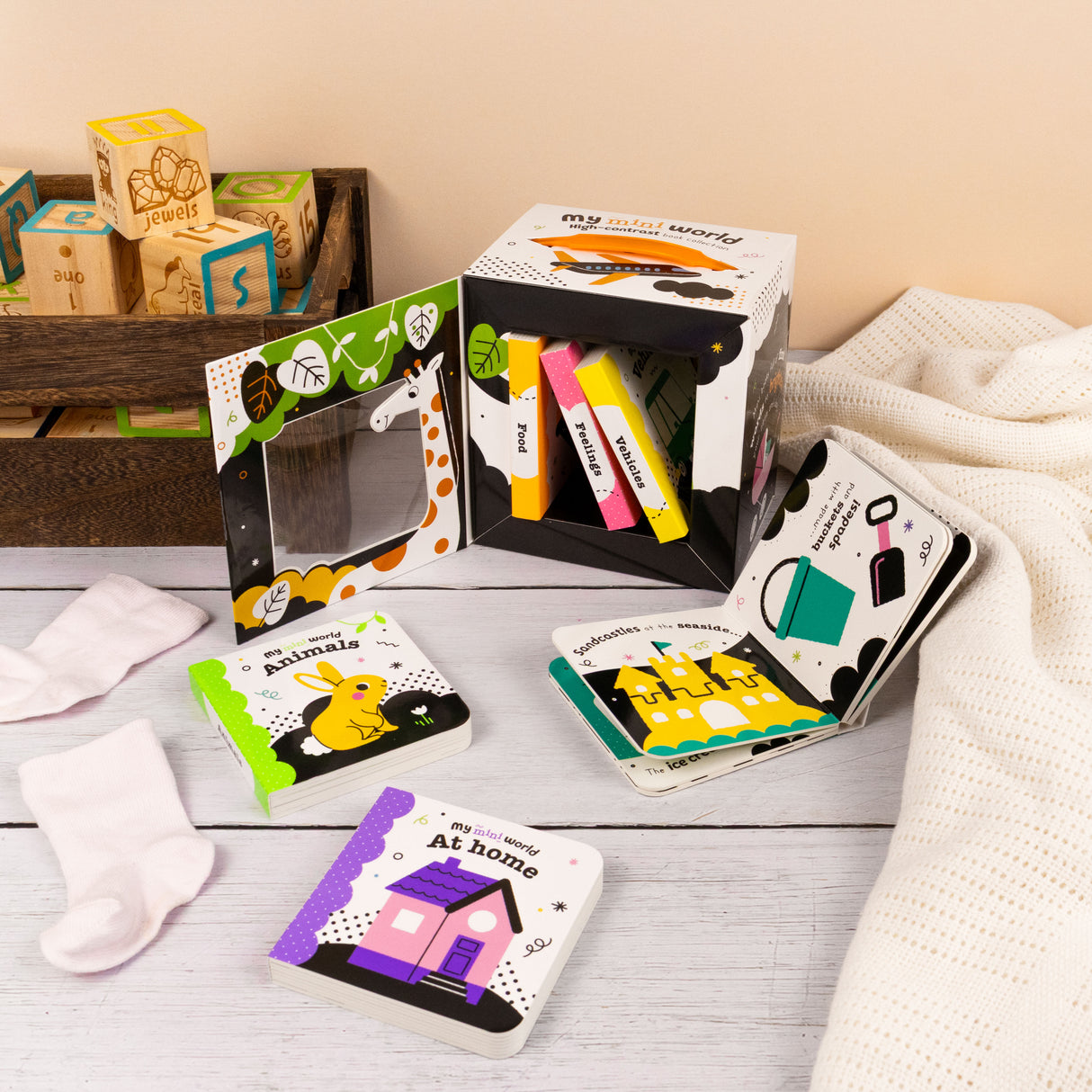 My Mini World – Box Set of 6 High-Contrast Mini Board Books - First Words