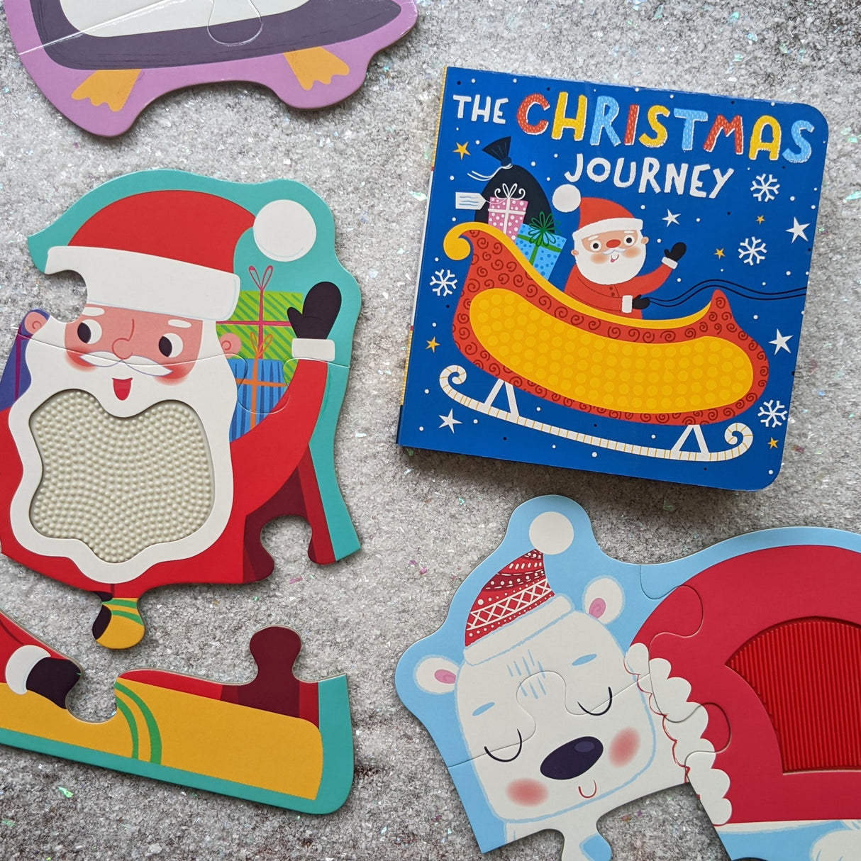Touch and Feel Puzzle and Board Book Set – Santa’s Christmas Journey - Tactile Fun For Children