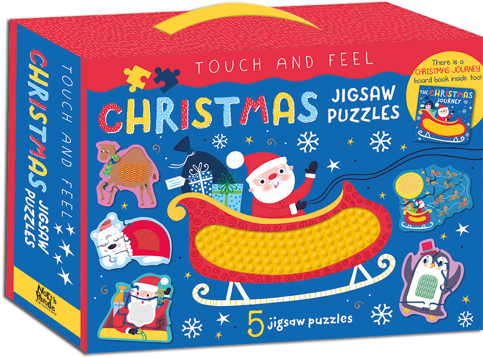 Touch and Feel Puzzle and Board Book Set – Santa’s Christmas Journey - Tactile Fun For Children