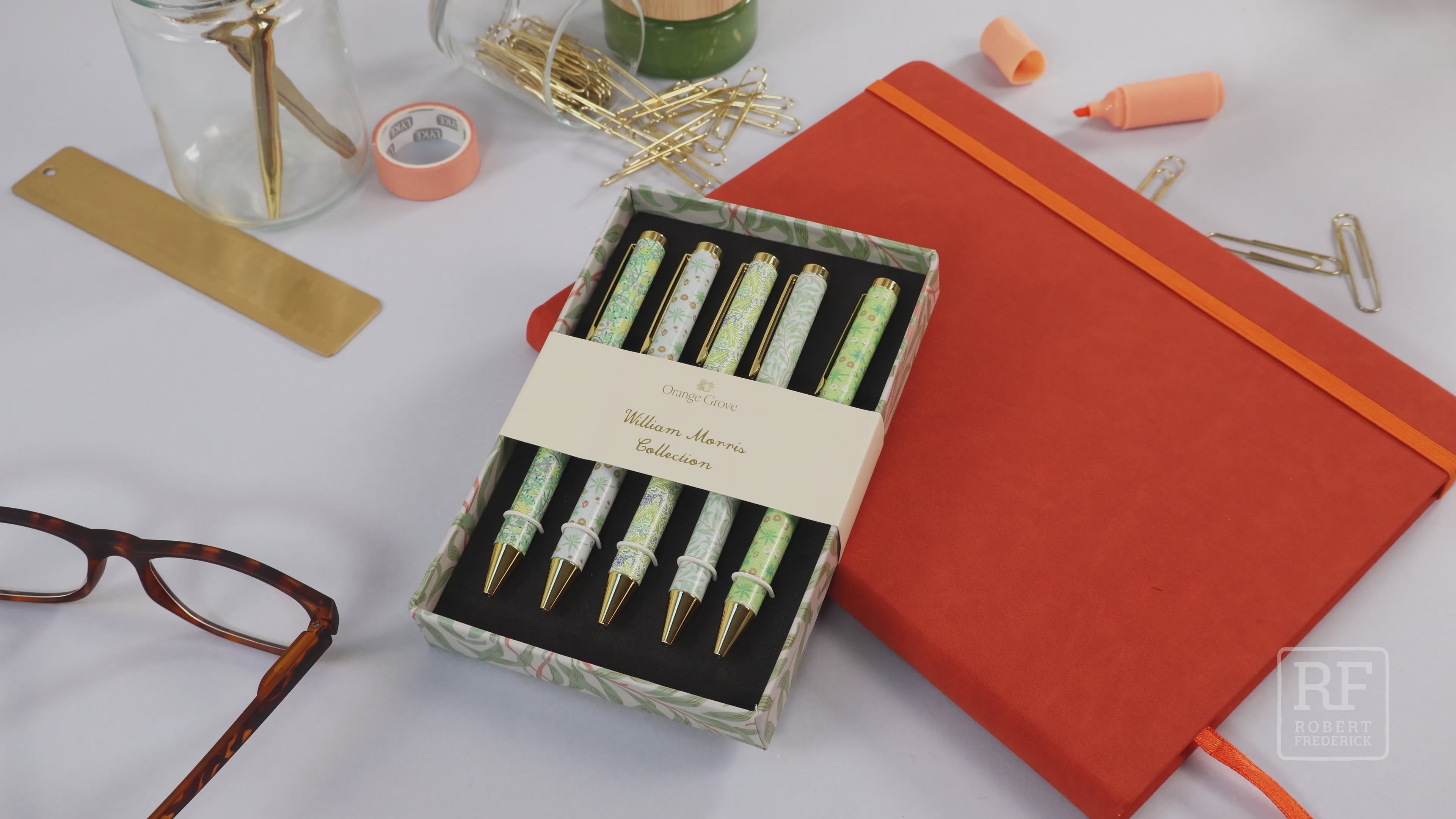 Orange Grove William Morris Ballpoint Pens in Gift Box – Set of 5